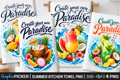 Summer Kitchen Towel Sublimation, Trendy Summer PNG, Summer Product Image 1