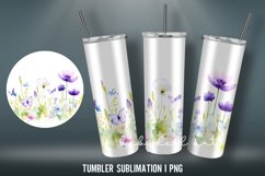 Watercolor Flowers Tumbler Wrap Sublimation Designs |PNG Product Image 4