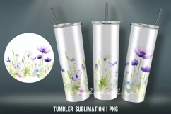 Watercolor Flowers Tumbler Wrap Sublimation Designs |PNG Product Image 4