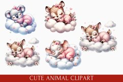 Sleeping Baby Animals Clipart, cute baby animals bundle Product Image 6