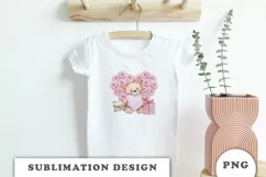 Watercolor Valentine's Day Teddy Bear PNG Product Image 4
