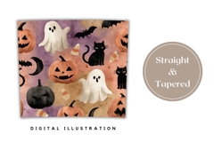 Cartoon Halloween Tumbler Design, Watercolor Halloween PNG Product Image 4