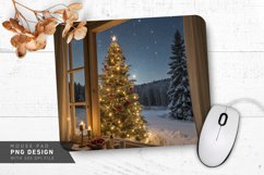 Cozy Holiday Scene Christmas Tree and Snow Mouse Pad PNG Product Image 1