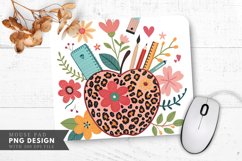 Leopard Floral Apple Design Mouse Pad PNG Design Product Image 1