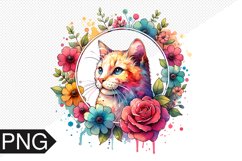 Cat Flowers Sublimation - Cat Flowers Clipart PNG Design Product Image 1
