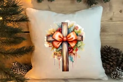 Christmas Cross Watercolor Clipart, Jesus Christ Clipart Product Image 4