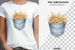 Denim pocket flowers png design for T-shirts Product Image 4