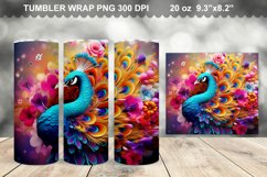 3D Rainbow Peacock 20 oz Skinny Tumbler Sublimation Product Image 5