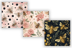 Princess Bee Digital Paper Pack, Seamless Rose Gold Floral Product Image 4