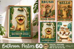 Bathroom funny otters posters, Retro 60 Posters JPG Bundle Product Image 7