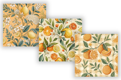Citrus Toile Digital Paper Pack, Vintage Floral Toile Product Image 4