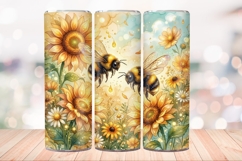 Bumble Bee 20 OZ Skinny Tumbler Wrap Sublimation Png. Product Image 4