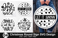 Christmas Round Sign Design - Christmas Door Sign Product Image 1