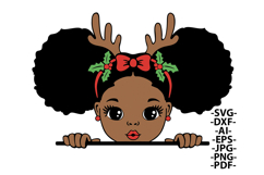 Christmas Reindeer Kids Bundle SVG Afro Girl and Boy Product Image 4