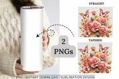 Pink Rose Butterflies 20 oz Skinny Tumbler Wrap Product Image 2