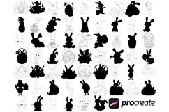 Easter Icons Outlines &amp; Silhouettes Set 2 Procreate Brush Product Image 4