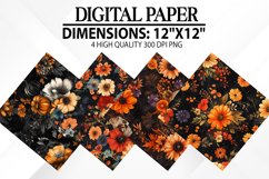 Halloween Flowers Digital Paper - Halloween Background Product Image 1