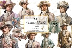 Blue and Pink Victorian Watercolor Clipart Bundle Product Image 7