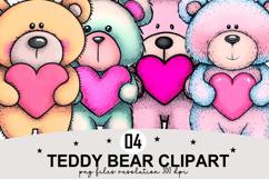 Whimsical Teddy Bear Clipart Watercolor PNG Product Image 1