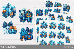 Denim Ghost Sticker Printable. Halloween Sticker Design Product Image 1