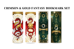 Crimson &amp; Gold Celestial Bookmark Set|Phoenix,Lion,Wolf Product Image 4
