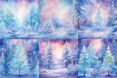 Watercolor pastel Christmas forest and trees digital papers Product Image 6