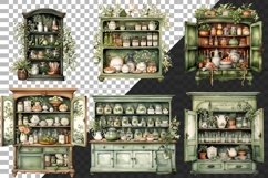 Watercolor Olive Green Cabinets Clipart Bundle Product Image 4