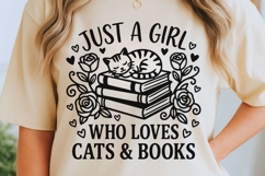 Just A Girl Who Loves Cats And Books Svg, Book Lover Svg. Product Image 5