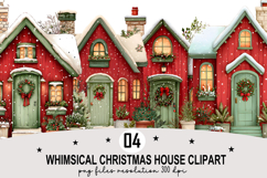 Whimsical Christmas House Clipart Watercolor PNG Product Image 1