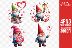 Valentine Gnome PNG Set Cute Love Gnomes Clipart Product Image 1