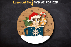 Christmas Snow Globe Owl SVG laser cut file for Glowforge Product Image 4