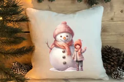 Pink Christmas Snowman Clipart, Christmas PNG Product Image 4