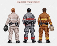 Firefighters Clipart Set Create Custom Heroic Designs Product Image 4