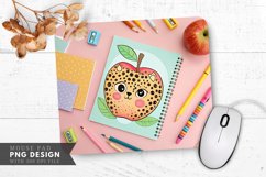 Playful Leopard Patterned Apple Stationery Mouse Pad PNG Product Image 1