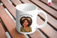 Cute Curly Hair Boho Afro Girl Clipart Product Image 4