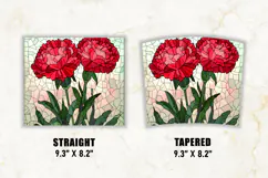 Stained Glass Carnation Flower Tumbler Wrap | 20 oz tumbler Product Image 2