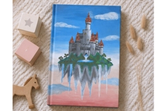 Floating castle on the rock island painting print. Fairytale Product Image 3