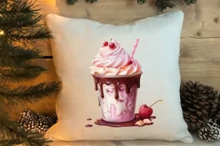 Pink Christmas Coffee Sublimation Clipart, Christmas PNG Product Image 4