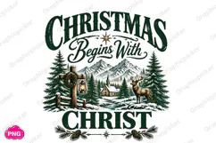 Christmas Begins With Christ PNG. Funny Christmas PNG Product Image 2