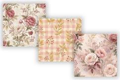 Champagne Pink Toile Digital Paper Pack, Vintage Floral Product Image 4