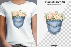 Denim pocket flowers png design for T-shirts Product Image 4