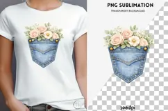 Denim pocket flowers png design for T-shirts Product Image 4