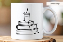 Hand Drawn Books Stack With Coffee Cup SVG Product Image 4