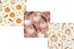 Boho Pumpkin &amp; Wild Flowers Digital Paper, Seamless Pattern Product Image 4