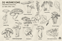 Mushrooms line art collection Svg Png Eps Product Image 4