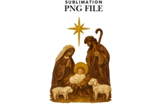 Oil painted Christmas Nativity png design for T-shirts Product Image 1