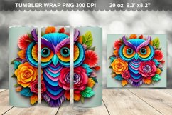 Colorful 3D Owl Butterfly Tumbler Design Product Image 1