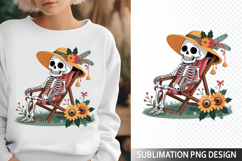 Funny Summer Skeleton Illustration - Sublimation PNG Design Product Image 1