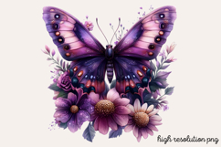 Butterfly Flowers Clipart PNG Product Image 1