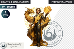 Fantasy Dragon wizard clipart, sorcerer, spellcaster, mage Product Image 1